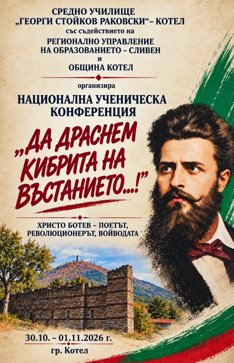 Национална ученическа конференция в Котел на тема Да драснем кибритата на въстанието с Христо Ботев.